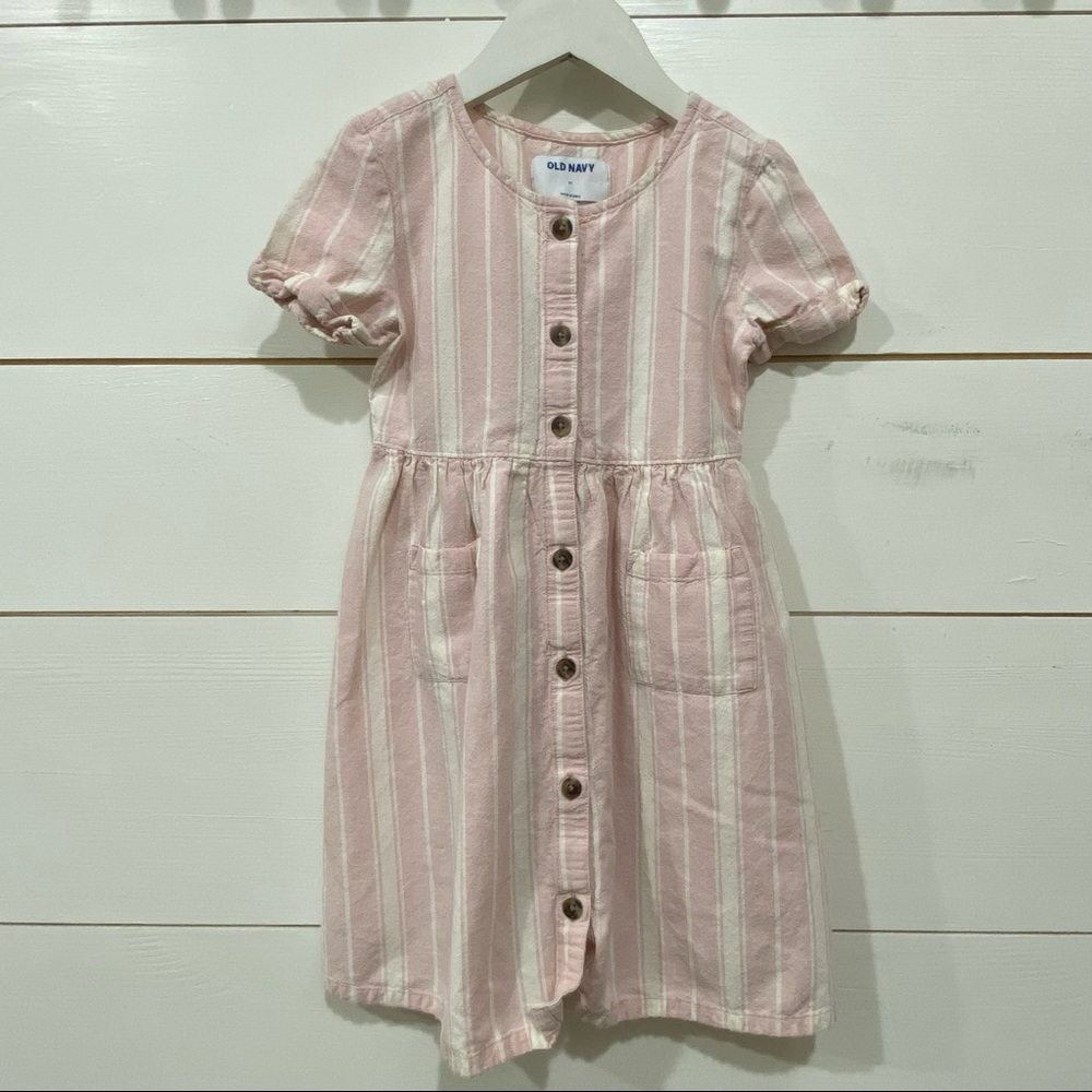 Old Navy striped pink white dress with pockets 5T